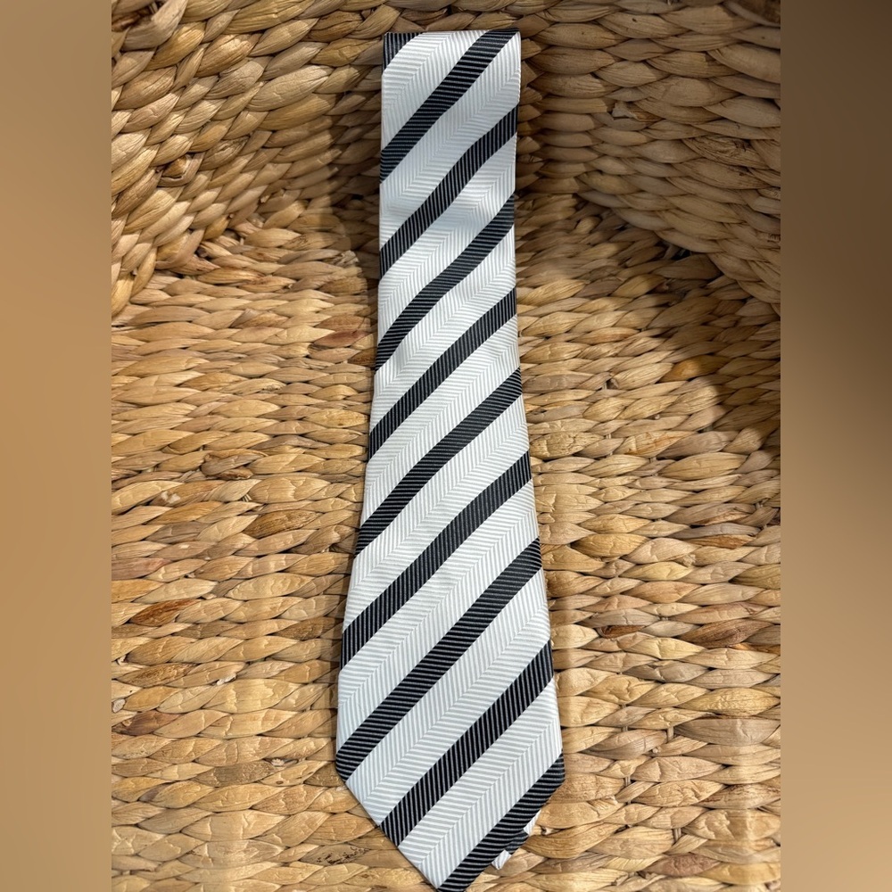 Giorgio Armani Black and White Stripped Tie